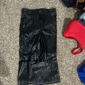 Garage Black Faux Leather Pants